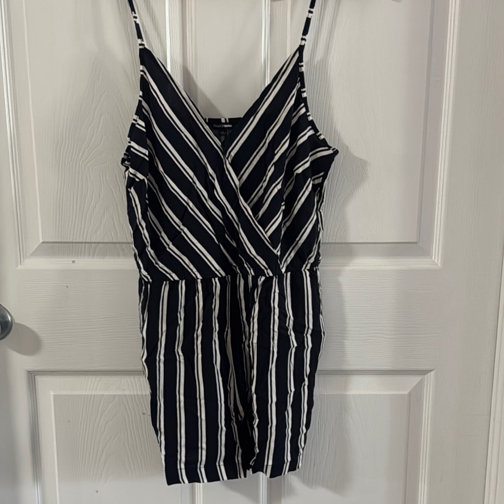 Fashion Nova Black and White Striped Jumpsuit